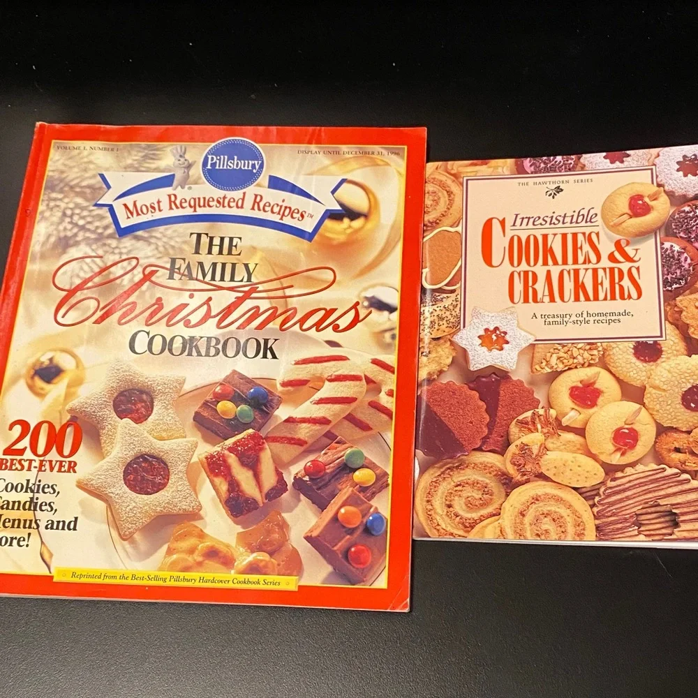 Christmas Cookbook & Irresistible Cookies and Crackers vintage 2 cookbook set